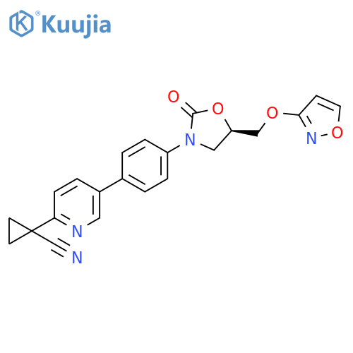 Cyclopropanecarbonitrile, 1-[5-[4-[(5R)-5-[(3-isoxazolyloxy)methyl]-2-oxo-3-oxazolidinyl]phenyl]-2-pyridinyl]- structure
