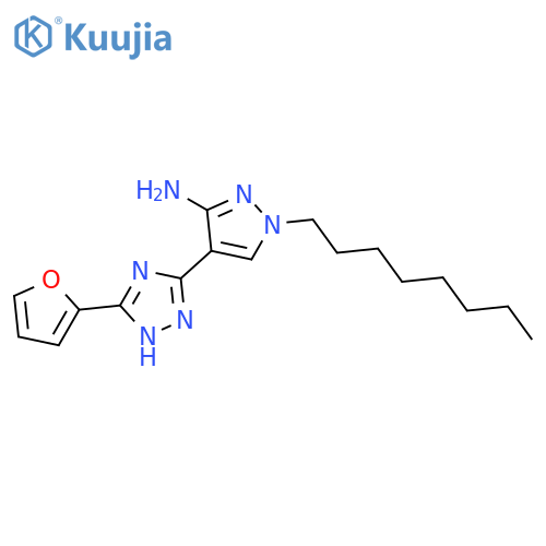1H-Pyrazol-3-amine, 4-[5-(2-furanyl)-1H-1,2,4-triazol-3-yl]-1-octyl- structure