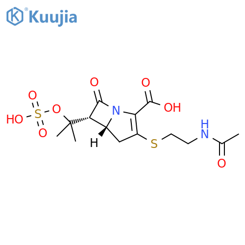 1-Azabicyclo[3.2.0]hept-2-ene-2-carboxylicacid, 3-[[2-(acetylamino)ethyl]thio]-6-[1-methyl-1-(sulfooxy)ethyl]-7-oxo-,(5R,6R)- structure
