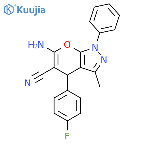 Pyrano[2,3-c]pyrazole-5-carbonitrile,6-amino-4-(4-fluorophenyl)-1,4-dihydro-3-methyl-1-phenyl- structure