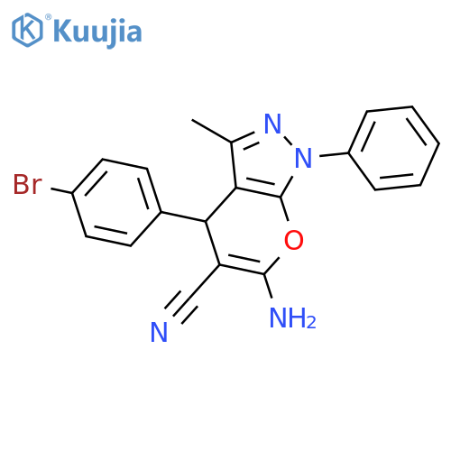 Pyrano[2,3-c]pyrazole-5-carbonitrile,6-amino-4-(4-bromophenyl)-1,4-dihydro-3-methyl-1-phenyl- structure