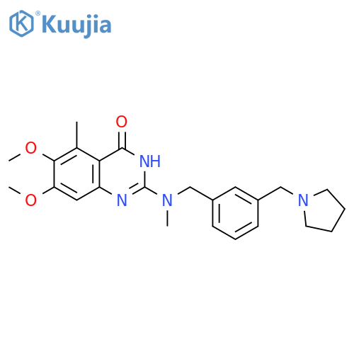 4(3H)-Quinazolinone, 6,7-dimethoxy-5-methyl-2-[methyl[[3-(1-pyrrolidinylmethyl)phenyl]methyl]amino]- structure