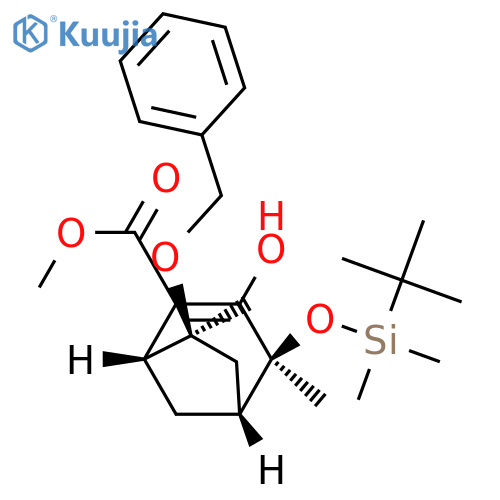 Bicyclo[3.2.1]oct-2-ene-2-carboxylic acid,4-[[(1,1-dimethylethyl)dimethylsilyl]oxy]-3-hydroxy-4,7-dimethyl-7-(phenylmethoxy)-, methyl ester, (1R,4S,5R,7S)- structure