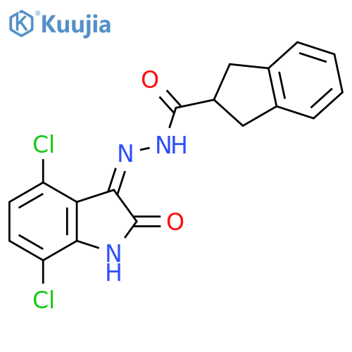 1H-Indene-2-carboxylic acid, 2,3-dihydro-, (2Z)-(4,7-dichloro-1,2-dihydro-2-oxo-3H-indol-3-ylidene)hydrazide (9CI) structure