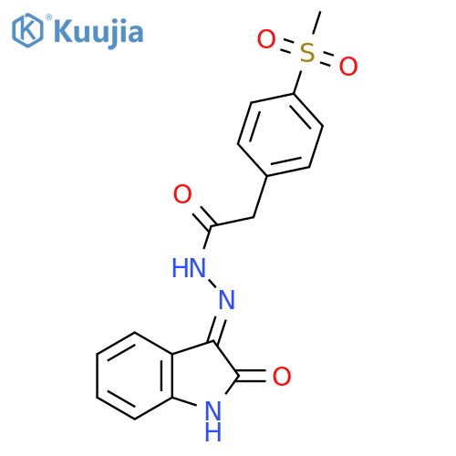Benzeneacetic acid, 4-(methylsulfonyl)-,(2E)-(1,2-dihydro-2-oxo-3H-indol-3-ylidene)hydrazide structure