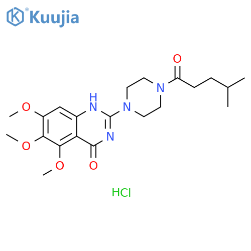4(3H)-Quinazolinone, 5,6,7-trimethoxy-2-[4-(4-methyl-1-oxopentyl)-1-piperazinyl]-, hydrochloride (1:1) structure