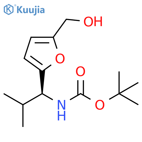 Carbamic acid, [(1S)-1-[5-(hydroxymethyl)-2-furanyl]-2-methylpropyl]-,1,1-dimethylethyl ester structure