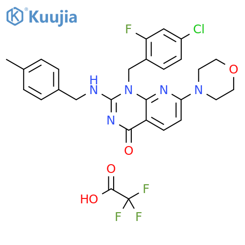 Pyrido[2,3-d]pyrimidin-4(1H)-one, 1-[(4-chloro-2-fluorophenyl)methyl]-2-[[(4-methylphenyl)methyl]amino]-7-(4-morpholinyl)-, 2,2,2-trifluoroacetate (1:1) structure