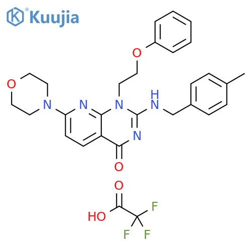 Pyrido[2,3-d]pyrimidin-4(1H)-one, 2-[[(4-methylphenyl)methyl]amino]-7-(4-morpholinyl)-1-(2-phenoxyethyl)-, 2,2,2-trifluoroacetate (1:1) structure