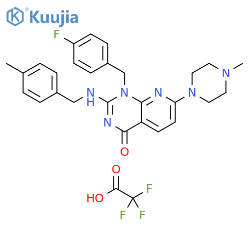 Pyrido[2,3-d]pyrimidin-4(1H)-one,1-[(4-fluorophenyl)methyl]-2-[[(4-methylphenyl)methyl]amino]-7-(4-methyl-1-piperazinyl)-, bis(trifluoroacetate) structure