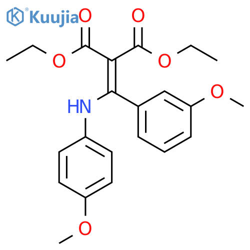 Propanedioic acid, 2-[(3-methoxyphenyl)[(4-methoxyphenyl)amino]methylene]-, 1,3-diethyl ester structure
