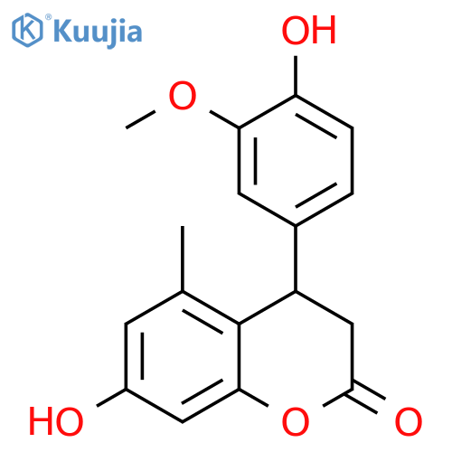 2H-1-Benzopyran-2-one, 3,4-dihydro-7-hydroxy-4-(4-hydroxy-3-methoxyphenyl)-5-methyl- structure