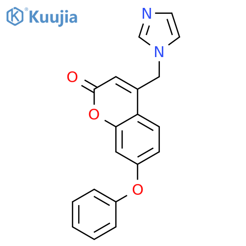 2H-1-Benzopyran-2-one, 4-(1H-imidazol-1-ylmethyl)-7-phenoxy- structure