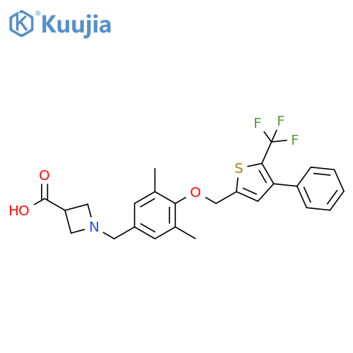 3-Azetidinecarboxylic acid, 1-[[3,5-dimethyl-4-[[4-phenyl-5-(trifluoromethyl)-2-thienyl]methoxy]phenyl]methyl]- structure
