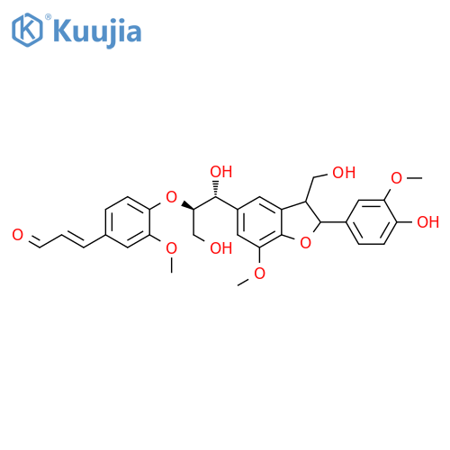 2-Propenal, 3-[4-[(1R,2R)-2-[2,3-dihydro-2-(4-hydroxy-3-methoxyphenyl)-3-(hydroxymethyl)-7-methoxy-5-benzofuranyl]-2-hydroxy-1-(hydroxymethyl)ethoxy]-3-methoxyphenyl]-, (2E)-rel- structure