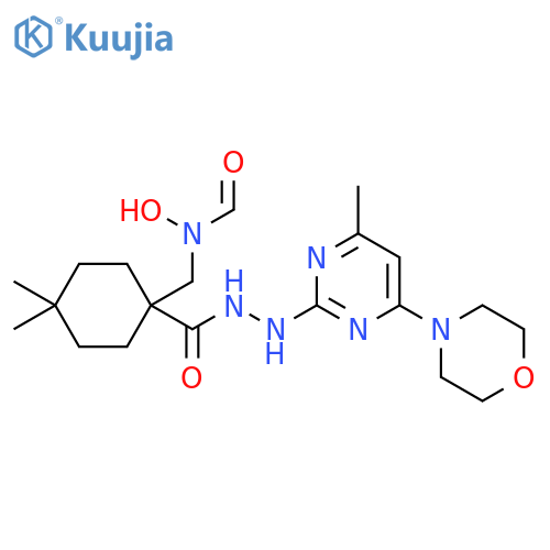 Cyclohexanecarboxylic acid, 1-[(formylhydroxyamino)methyl]-4,4-dimethyl-, 2-[4-methyl-6-(4-morpholinyl)-2-pyrimidinyl]hydrazide structure