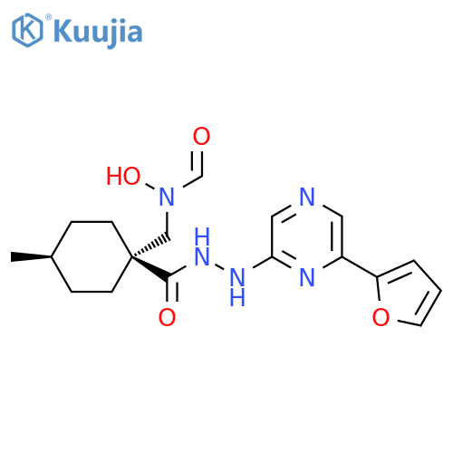 Cyclohexanecarboxylic acid, 1-[(formylhydroxyamino)methyl]-4-methyl-, 2-[6-(2-furanyl)-2-pyrazinyl]hydrazide, cis- structure