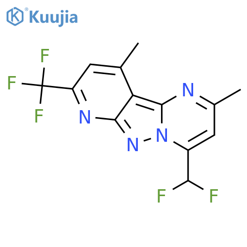 <br>4-(difluoromethyl)-2,10-dimethyl-8-(trifluoromethyl)pyrido[2',3':3,4]pyrazo lo[1,5-a]pyrimidine structure