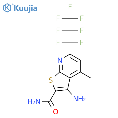 3-amino-6-(1,1,2,2,3,3,3-heptafluoropropyl)-4-methylthieno2,3-bpyridine-2-carboxamide structure