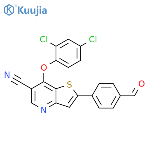 Thieno[3,2-b]pyridine-6-carbonitrile, 7-(2,4-dichlorophenoxy)-2-(4-formylphenyl)- structure