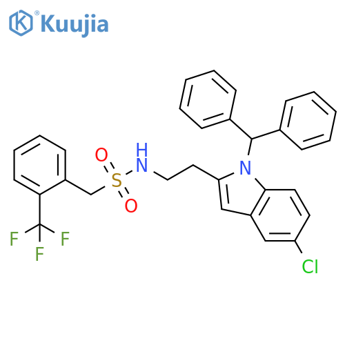 Benzenemethanesulfonamide,N-[2-[5-chloro-1-(diphenylmethyl)-1H-indol-2-yl]ethyl]-2-(trifluoromethyl)- structure