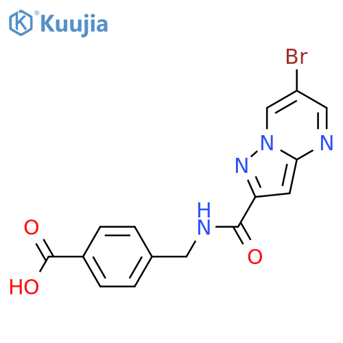<br>4-({[(6-bromopyrazolo[1,5-a]pyrimidin-2-yl)carbonyl]amino}methyl)benzoic ac id structure