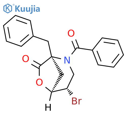 6-Oxa-2-azabicyclo[3.2.1]octan-7-one,2-benzoyl-4-bromo-1-(phenylmethyl)-, (1S,4S,5S)- structure