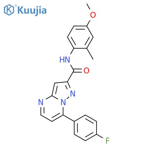 <br>7-(4-Fluoro-phenyl)-pyrazolo[1,5-a]pyrimidine-2-carboxylic acid (4-methoxy- 2-methyl-phenyl)-amide structure