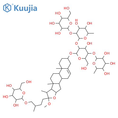 β-D-Glucopyranoside, (3β,22α,25R)-26-(β-D-glucopyranosyloxy)-22-methoxyfurost-5-en-3-yl O-6-deoxy-α-L-mannopyranosyl-(1→4)-O-[O-β-D-glucopyranosyl-(1→2)-6-deoxy-α-L-mannopyranosyl-(1→2)]- (9CI) structure