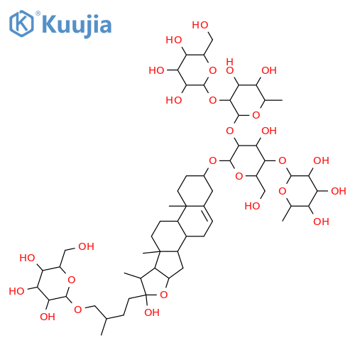 β-D-Glucopyranoside, (3β,22α,25R)-26-(β-D-glucopyranosyloxy)-22-hydroxyfurost-5-en-3-yl O-6-deoxy-α-L-mannopyranosyl-(1→4)-O-[O-β-D-glucopyranosyl-(1→2)-6-deoxy-α-L-mannopyranosyl-(1→2)]- (9CI) structure