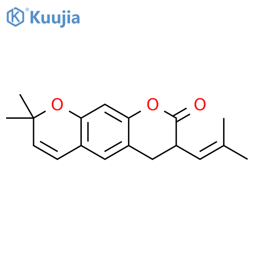 2H,8H-Benzo[1,2-b:5,4-b']dipyran-2-one, 3,4-dihydro-8,8-dimethyl-3-(2-methyl-1-propenyl)- (9CI) structure