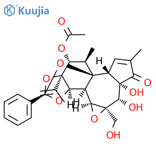 6H-2,8b-Epoxyoxireno[6,7]azuleno[5,4-e]-1,3-benzodioxol-6-one, 10-(acetyloxy)-3a,3b,3c,4a,5,5a,8a,9,10,10a-decahydro-5,5a-dihydroxy-4a-(hydroxymethyl)-7,9-dimethyl-10a-(1-methylethenyl)-2-phenyl-, (2S,3aR,3bS,3cS,4aR,5S,5aS,8aR,8bR,9R,10R,10aS)- structure