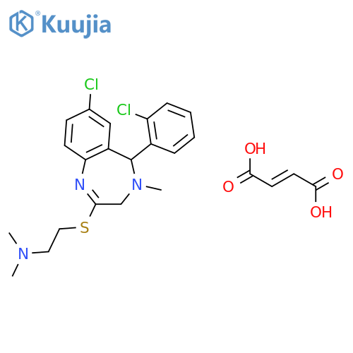 2-{[7-chloro-5-(2-chlorophenyl)-4-methyl-4,5-dihydro-3H-1,4-benzodiazepin-2-yl]sulfanyl}-N,N-dimethylethanamine (2E)-but-2-enedioate structure