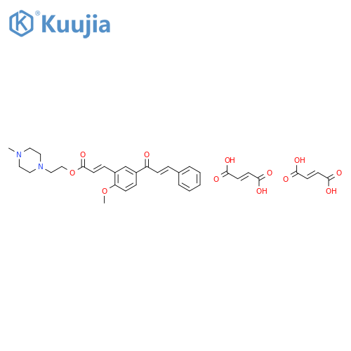 2-(4-methylpiperazin-1-yl)ethyl (2E)-3-{2-methoxy-5-[(2E)-3-phenylprop-2-enoyl]phenyl}prop-2-enoate di[(2E)-but-2-enedioate] structure