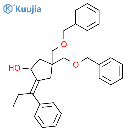 Cyclopentanol, 4,4-bis[(phenylmethoxy)methyl]-2-(1-phenylpropylidene)- structure