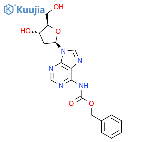 benzyl N-{9-(2R,4S,5R)-4-hydroxy-5-(hydroxymethyl)oxolan-2-yl-9H-purin-6-yl}carbamate structure