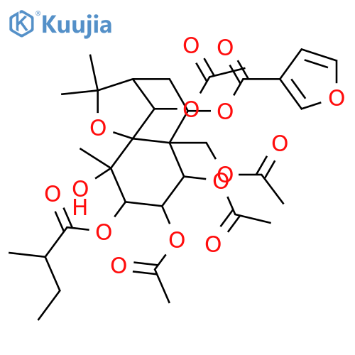 1,2,3,4,6,9,14-Heptahydroxydihydro-β-agarofuran; (1α,2α,3α,4βOH,6β,9β)-form, 9-O-(3-Furancarbonyl), 3-O-(2-methylbutanoyl), 1,2,6,14-tetra-Ac structure