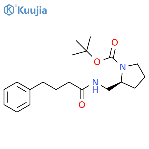 1-Pyrrolidinecarboxylic acid, 2-[[(1-oxo-4-phenylbutyl)amino]methyl]-, 1,1-dimethylethyl ester, (2S)- structure