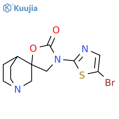 Spiro[1-azabicyclo[2.2.2]octane-3,5'-oxazolidin]-2'-one, 3'-(5-bromo-2-thiazolyl)- structure