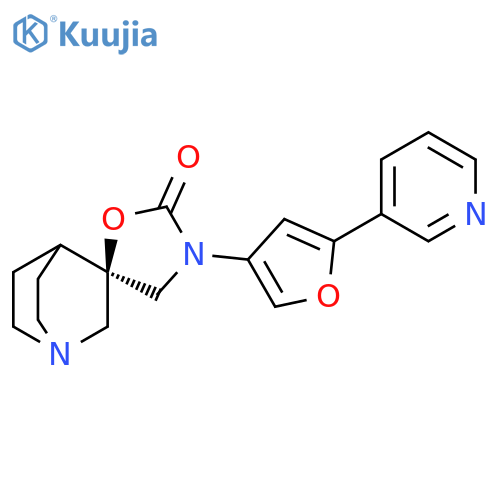 Spiro[1-azabicyclo[2.2.2]octane-3,5'-oxazolidin]-2'-one, 3'-[5-(3-pyridinyl)-3-furanyl]-, (3R)- structure