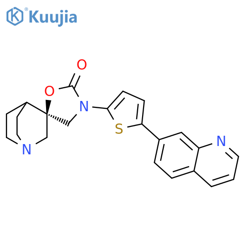 Spiro[1-azabicyclo[2.2.2]octane-3,5'-oxazolidin]-2'-one, 3'-[5-(7-quinolinyl)-2-thienyl]-, (3R)- structure