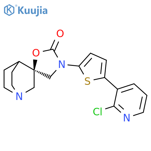 Spiro[1-azabicyclo[2.2.2]octane-3,5'-oxazolidin]-2'-one, 3'-[5-(2-chloro-3-pyridinyl)-2-thienyl]-, (3R)- structure