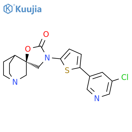 Spiro[1-azabicyclo[2.2.2]octane-3,5'-oxazolidin]-2'-one, 3'-[5-(5-chloro-3-pyridinyl)-2-thienyl]-, (3R)- structure