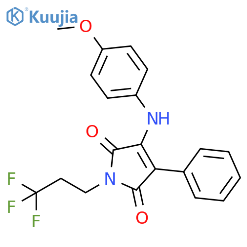 1H-Pyrrole-2,5-dione, 3-[(4-methoxyphenyl)amino]-4-phenyl-1-(3,3,3-trifluoropropyl)- structure