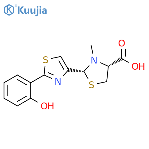 4-Thiazolidinecarboxylic acid, 2-[2-(2-hydroxyphenyl)-4-thiazolyl]-3-methyl-, (2R,4R)- structure