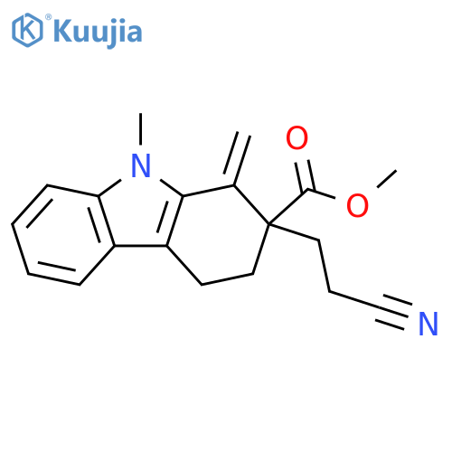 1H-Carbazole-2-carboxylic acid,2-(2-cyanoethyl)-2,3,4,9-tetrahydro-9-methyl-1-methylene-, methyl ester structure