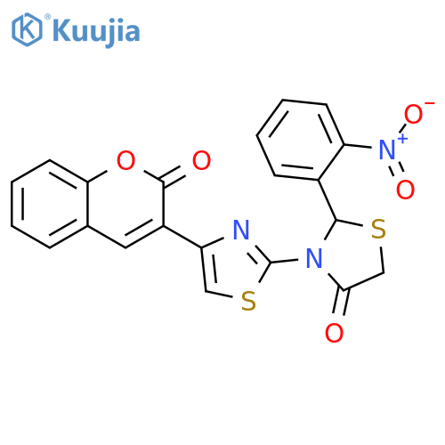 4-Thiazolidinone, 2-(2-nitrophenyl)-3-[4-(2-oxo-2H-1-benzopyran-3-yl)-2-thiazolyl]- structure