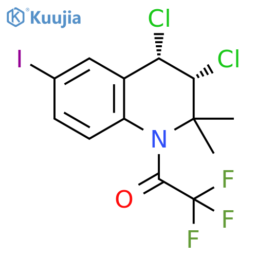 Quinoline,3,4-dichloro-1,2,3,4-tetrahydro-6-iodo-2,2-dimethyl-1-(trifluoroacetyl)-,(3R,4S)-rel- structure