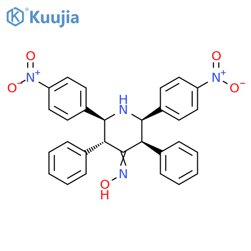 4-Piperidinone, 2,6-bis(4-nitrophenyl)-3,5-diphenyl-, oxime, (2R,3R,5R,6S)-rel- structure