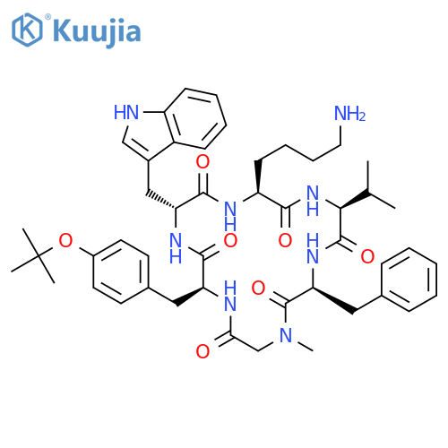 Cyclo[N-methylglycyl-O-(1,1-dimethylethyl)-L-tyrosyl-D-tryptophyl-L-lysyl-L-valyl-L-phenylalanyl] structure